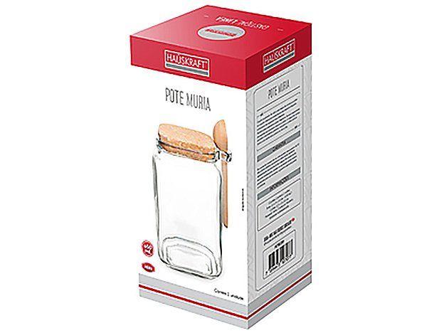 Pote de Vidro Hauskraft com Tampa Quadrado 650ml Muria com Colher - 1