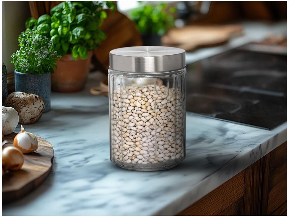 Pote de Vidro Hauskraft com Tampa Redondo 1,2L Cabane - 1