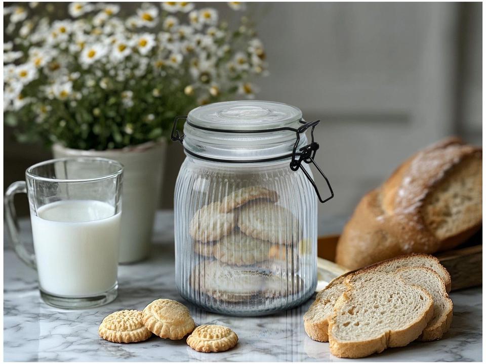 Pote de Vidro Hermético Hauskraft com Tampa Redondo 1L Millo - 1