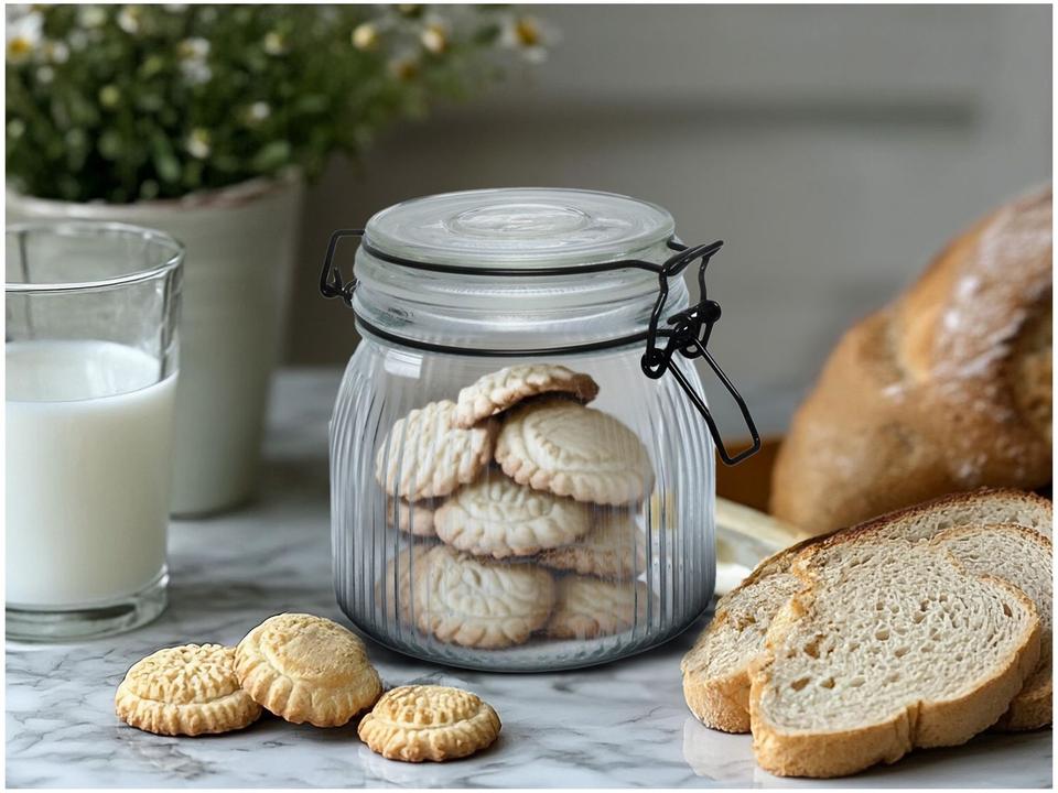 Pote de Vidro Hermético Hauskraft com Tampa Redondo 600ml Millo - 1