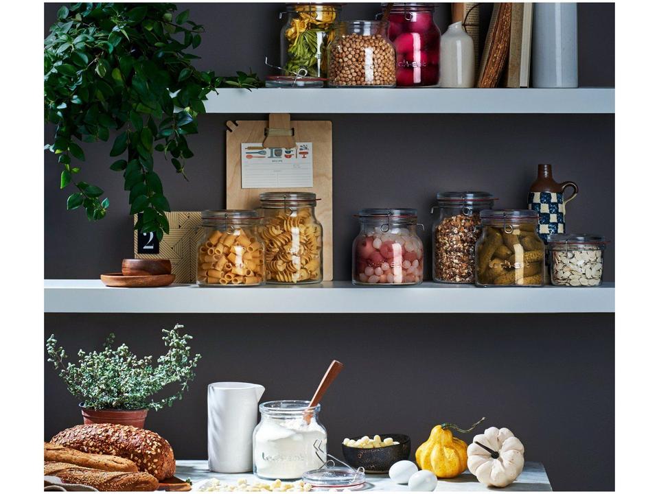 Pote de Vidro Hermético Luigi Bormioli com Tampa Cilíndrico 1,5L Lock Eat Handy - 1