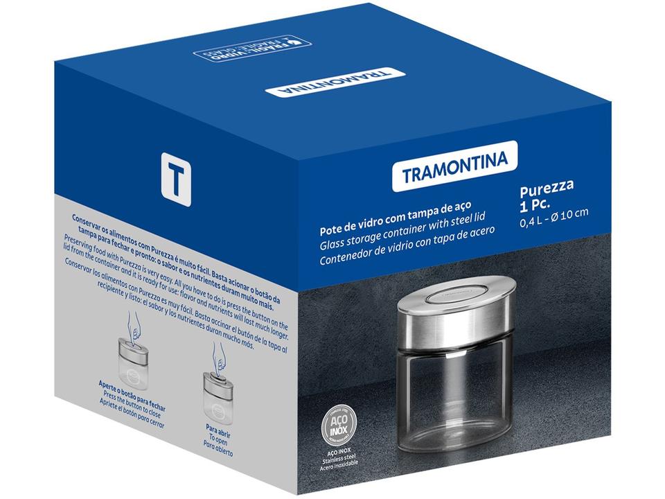 Pote de Vidro Hermético Tramontina com Tampa Redondo 400ml Purezza - 10