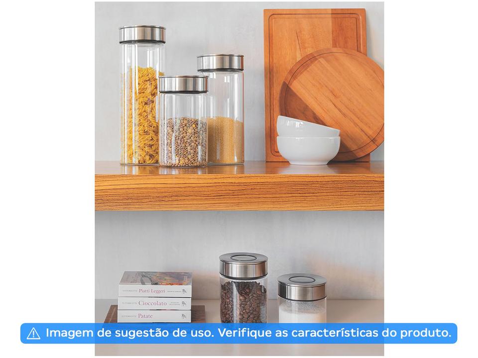 Pote de Vidro Hermético Tramontina com Tampa Redondo 400ml Purezza - 7