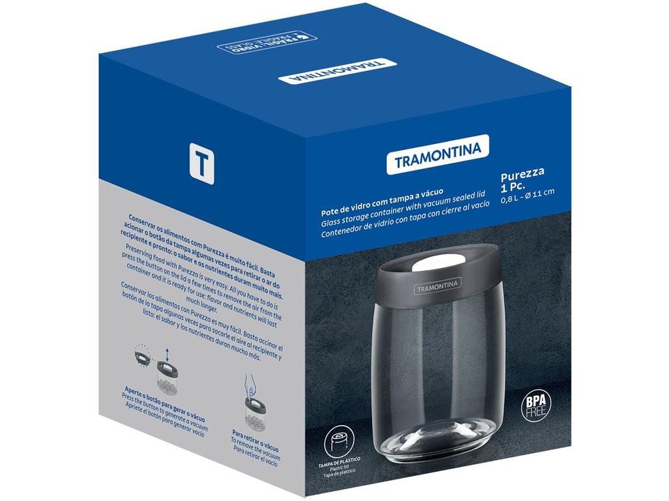 Pote de Vidro Hermético Tramontina com Tampa Redondo 800ml Purezza - 4