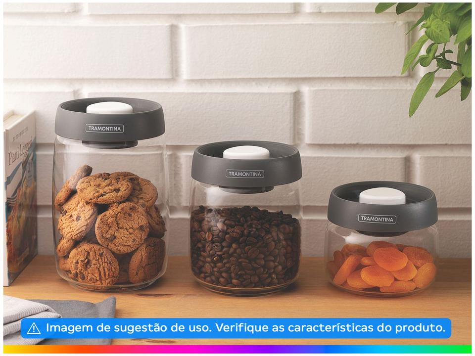 Pote de Vidro Hermético Tramontina com Tampa Redondo 800ml Purezza - 1