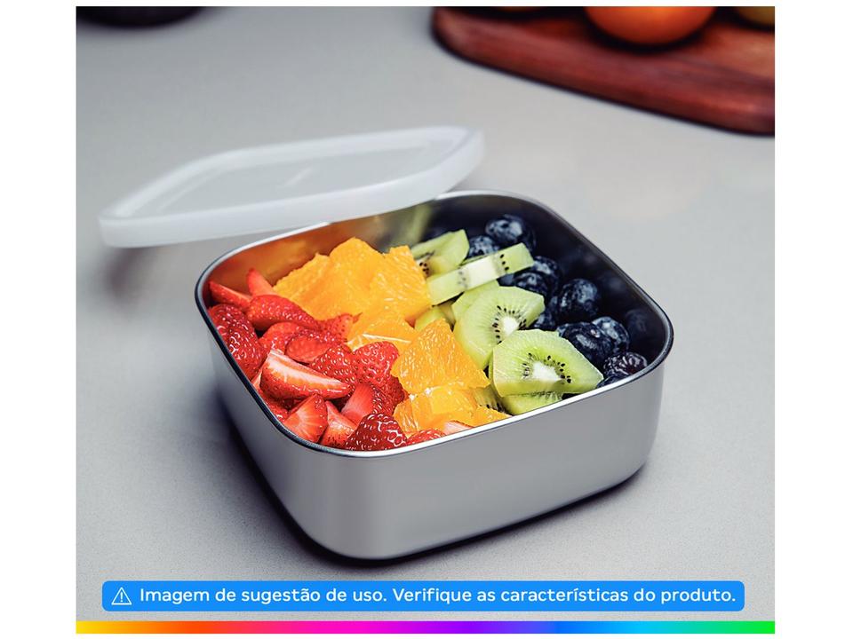 Pote Inox Tramontina com Tampa Quadrado 1,2L - 2