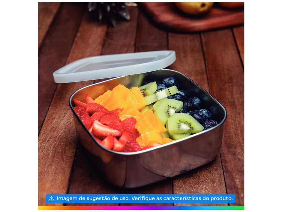 Pote Inox Tramontina com Tampa Quadrado 1,2L - 1