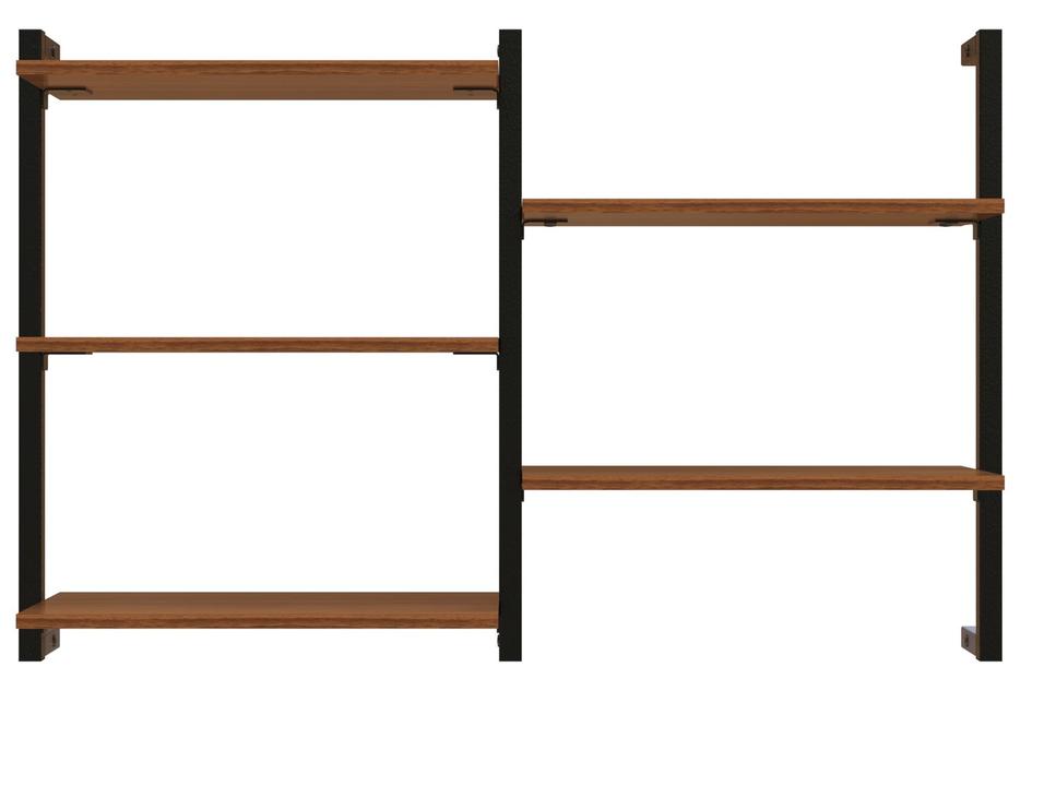 Prateleira Suspensa MDP Amadeirado e Preto D7 Home D-7003 80x50cm - 2