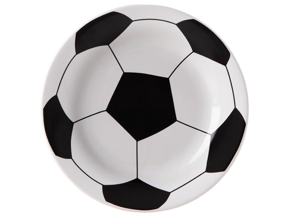 Prato Raso de Cerâmica Branco e Preto de Sobremesa Redondo 20,5cm Scalla Cerâmica Futebol - 3