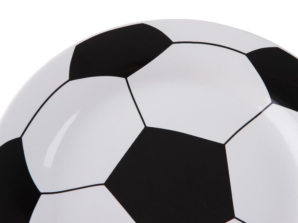 Prato Raso de Cerâmica Branco e Preto de Sobremesa Redondo 20,5cm Scalla Cerâmica Futebol - 6