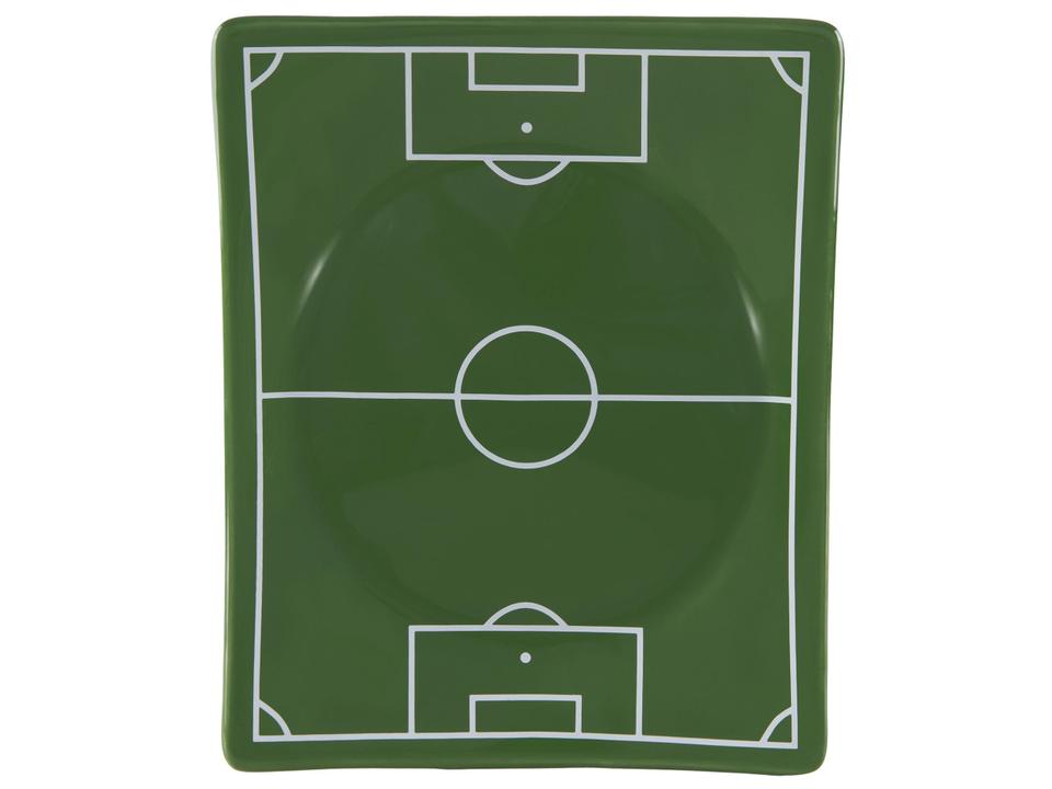 Prato Raso de Cerâmica Verde e Branco Retangular Scalla Cerâmica Futebol - 6