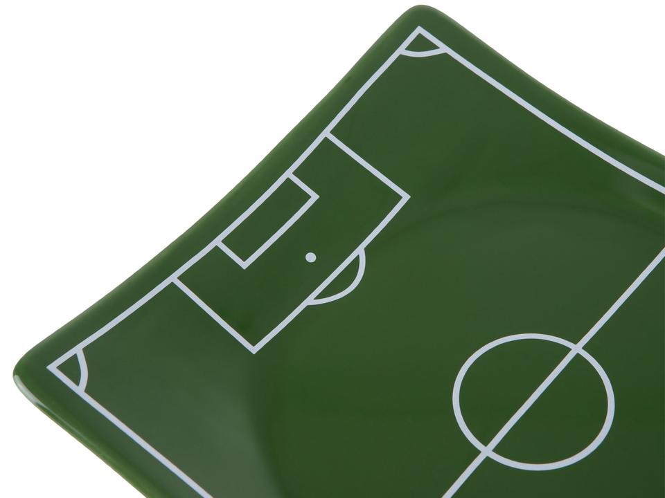 Prato Raso de Cerâmica Verde e Branco Retangular Scalla Cerâmica Futebol - 5