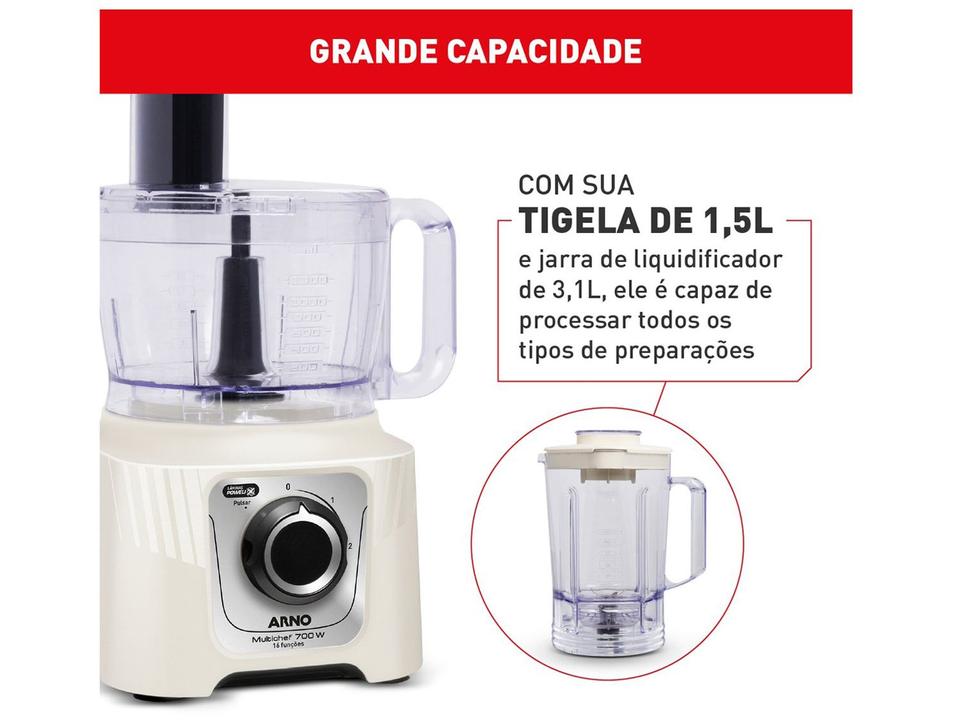 Processador de Alimentos Arno 700W Marfim Multichef MP62 16 Funções - 5
