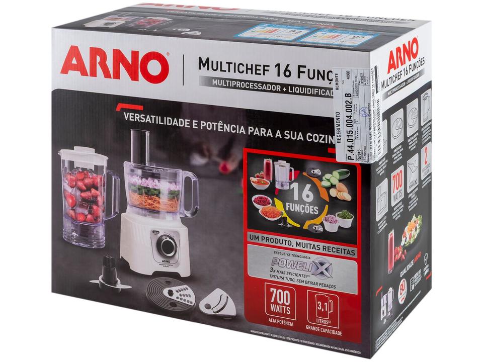 Processador de Alimentos Arno 700W Marfim Multichef MP62 16 Funções - 18