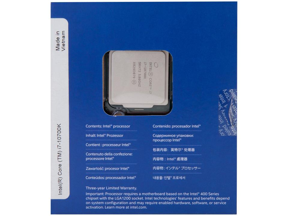 Processador Intel Core i7 10700K 3.80GHz - 5.10GHz Turbo 16MB - 4