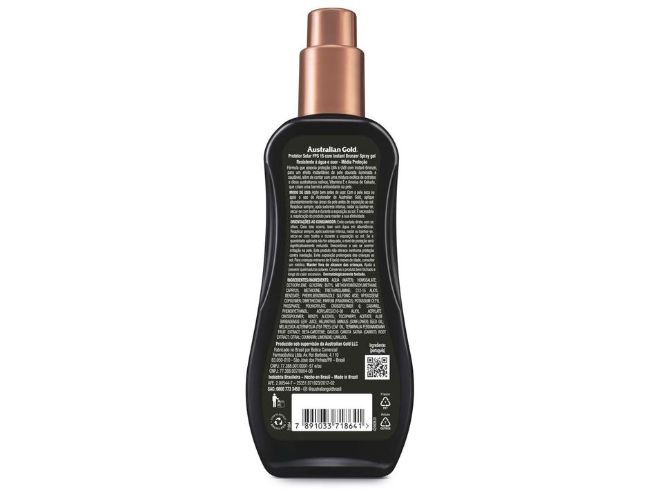 Protetor Solar Corporal Australian Gold Instant Bronzer Spray Gel FPS 15 237g - 1