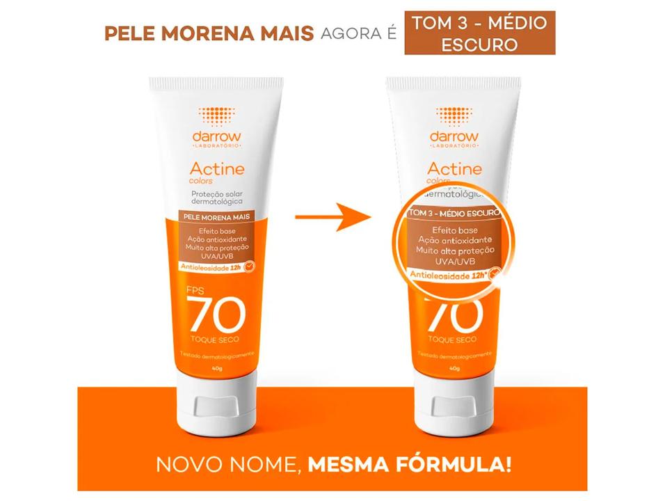 Protetor Solar Facial Darrow FPS 70 Actine Colors 40g - 1