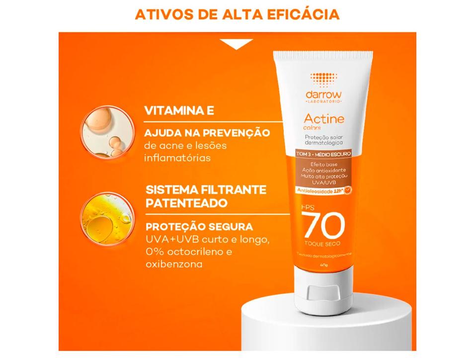Protetor Solar Facial Darrow FPS 70 Actine Colors 40g - 3