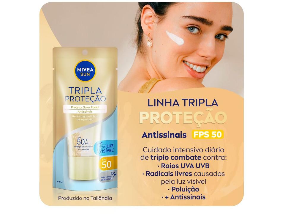 Protetor Solar Facial Nivea FPS 50 Sun - Tripla Proteção Loção Antissinais 40ml - 1
