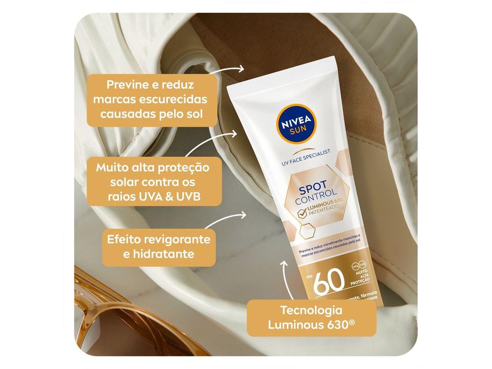 Protetor Solar Facial Nivea Sun FPS 60 Spot Control Luminous 630 40ml - 2