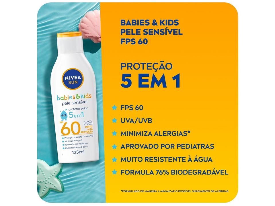 Protetor Solar Infantil Corporal Nivea FPS 60 Sun Kids & Babies Pele Sensível 125ml - 4