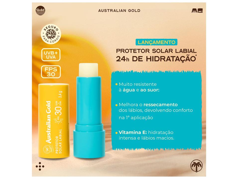 Protetor Solar Labial Australian Gold FPS 30 Alta Proteção 3,4g - 1