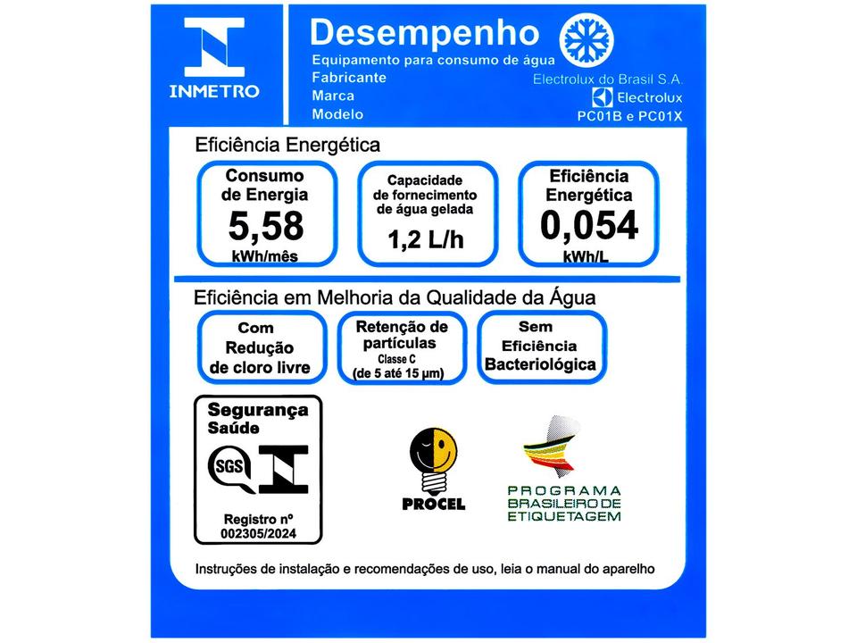 Purificador de Água Electrolux de Mesa Compressor Branco PC01B Água Gelada e Natural - 17