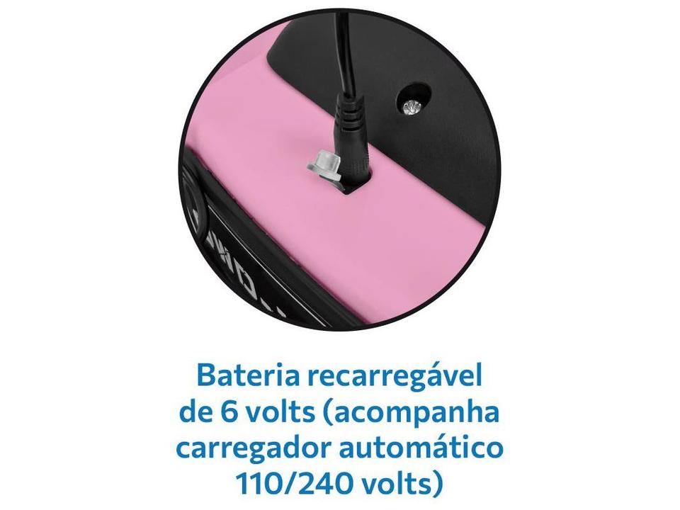 Quadriciclo Infantil Elétrico Preto e Rosa - 6