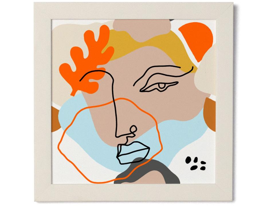 Quadro Decorativo Mid Century Rosto Abstrato - 1