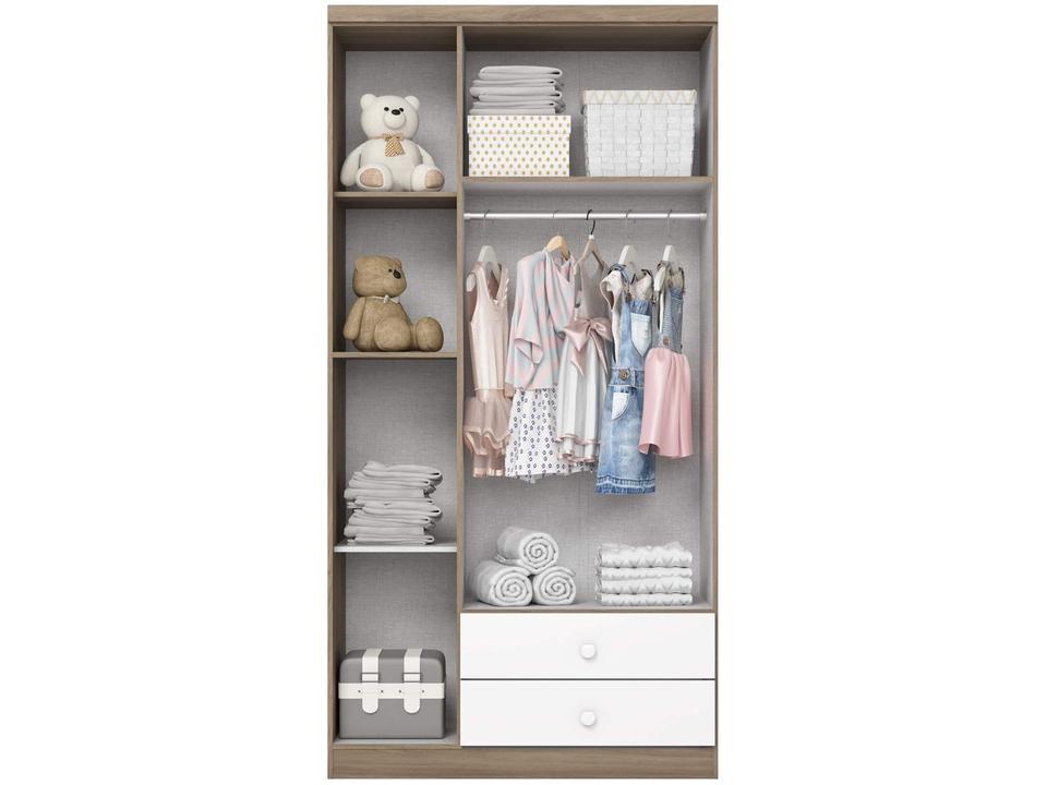 Quarto de Bebê Completo com Berço Cômoda e Guarda-roupa Henn Bala de Menta Rústico e Branco - 4