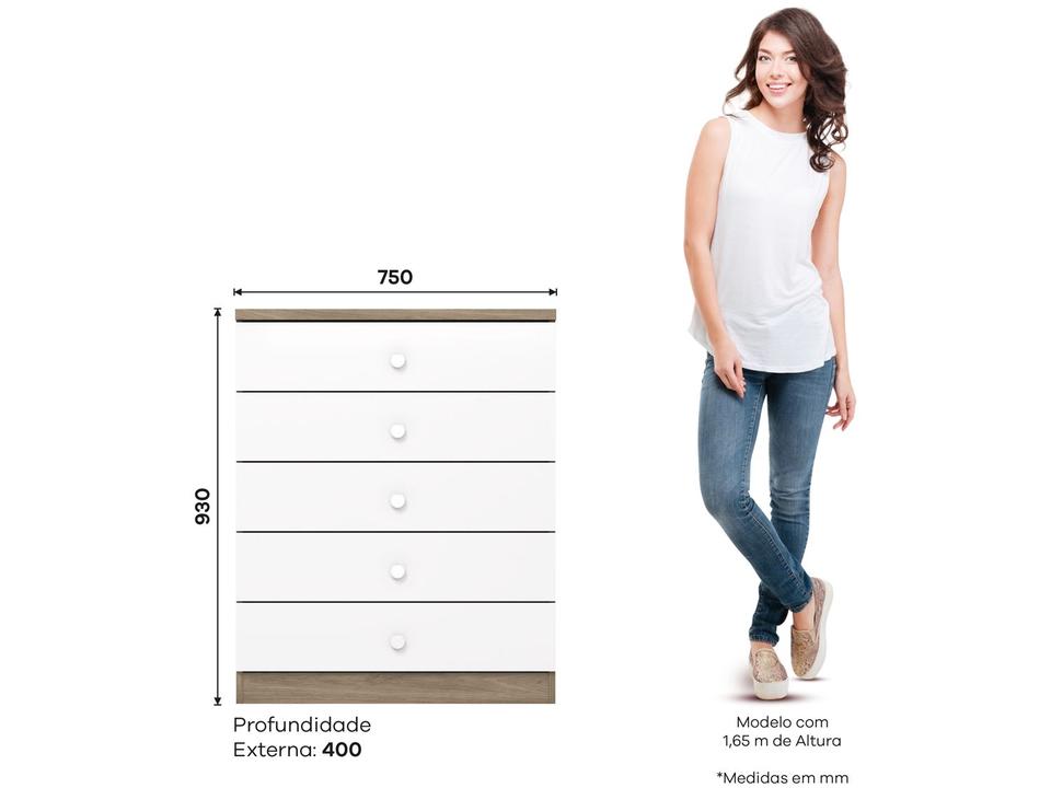 Quarto de Bebê Completo com Berço Cômoda e Guarda-roupa Henn Bala de Menta Rústico e Branco - 14