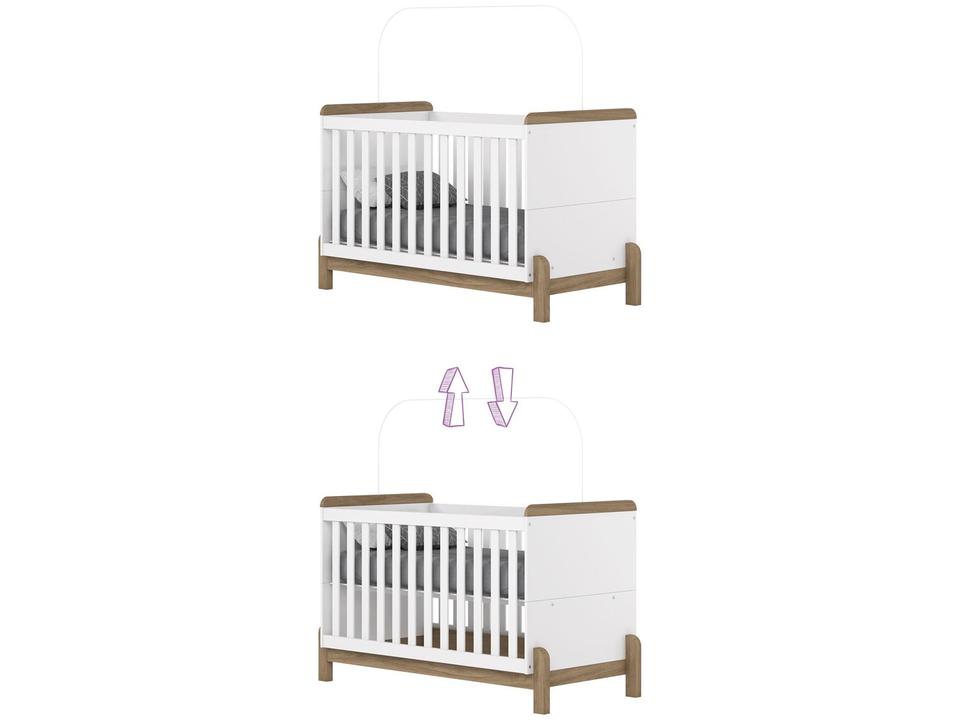 Quarto de Bebê Completo com Berço Cômoda e Guarda-roupa Henn Ternura Branco e Jequitibá - 3