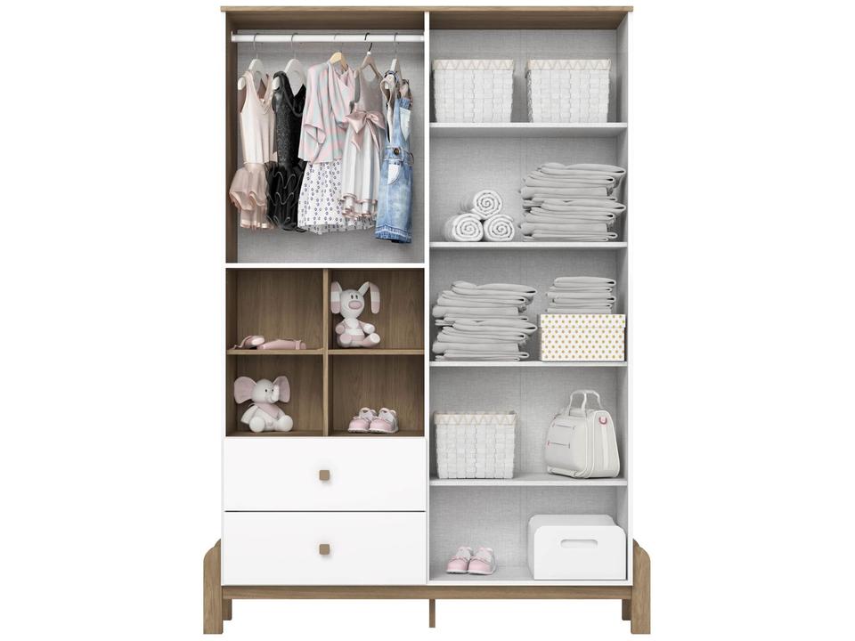 Quarto de Bebê Completo com Berço Cômoda e Guarda-roupa Henn Ternura Branco e Jequitibá - 6