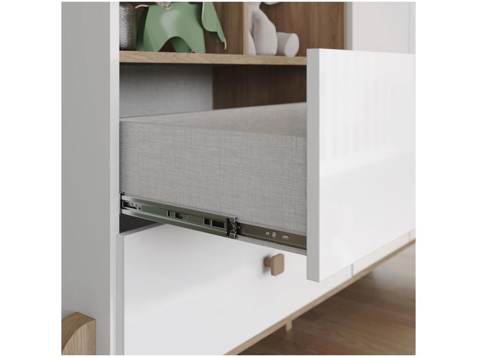 Quarto de Bebê Completo com Berço Cômoda e Guarda-roupa Henn Ternura Branco e Jequitibá - 5