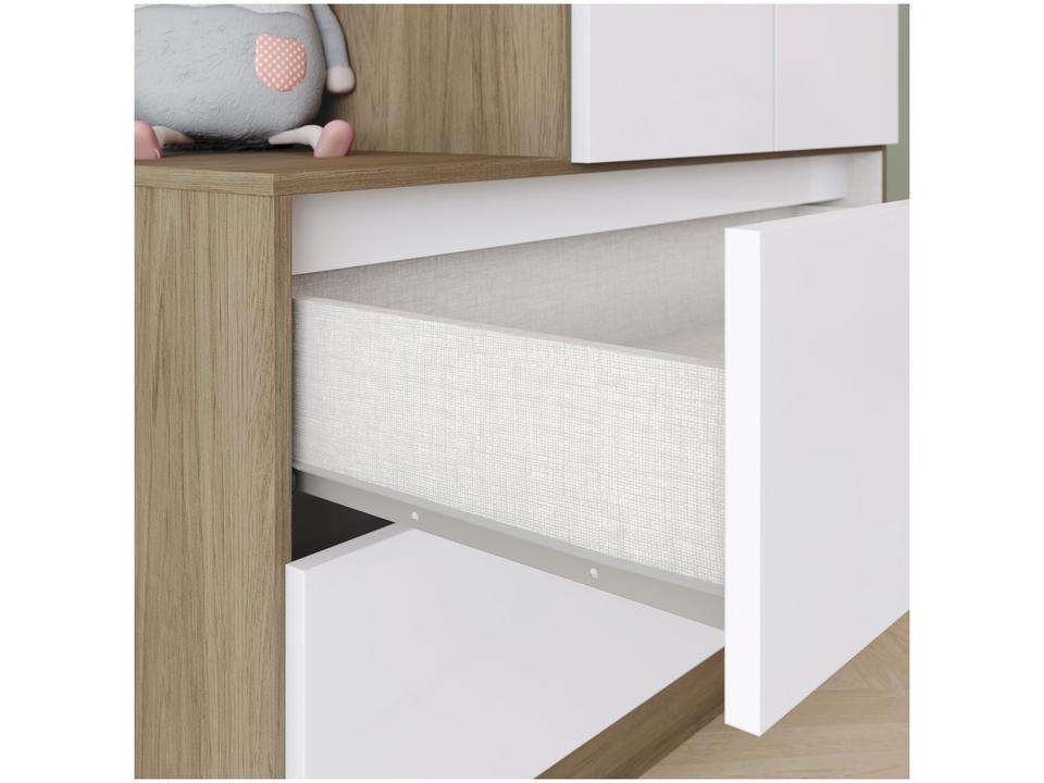 Quarto de Bebê Completo com Guarda-roupa Berço e Cômoda Henn Labirinto Rústico e Branco - 7