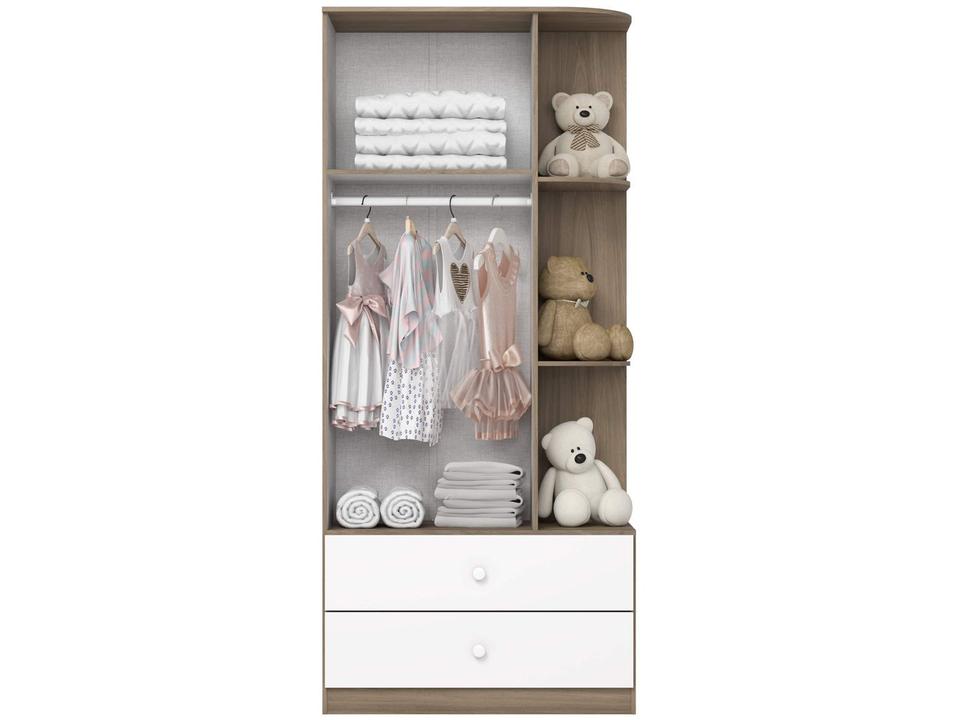 Quarto de Bebê Completo com Guarda-roupa Berço e Cômoda Henn Labirinto Rústico e Branco - 6
