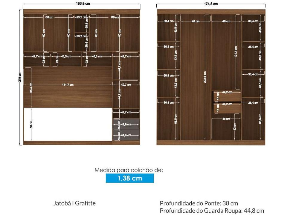 Quarto Modulado Casal 4 Peças Santos Andirá Lugano - 3