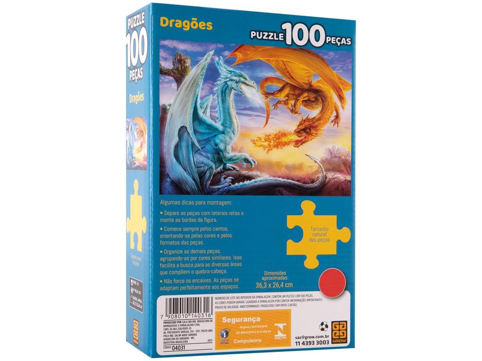 Quebra-cabeça 100 Peças Dragões Grow - 5