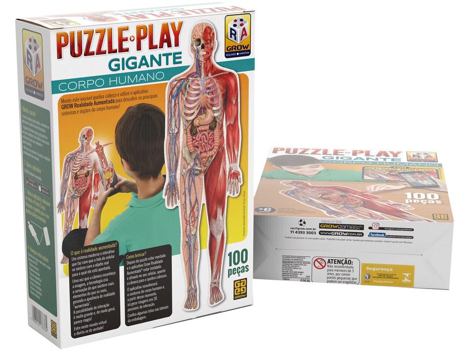 Quebra-cabeça 100 Peças Play Gigante - Corpo Humano Grow - 1