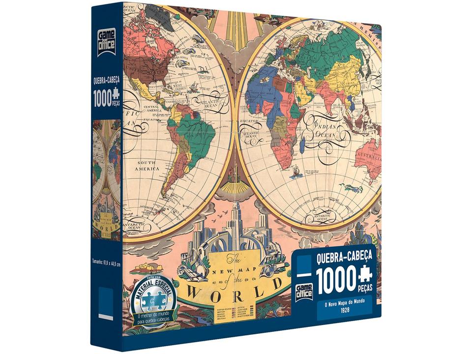 Quebra-cabeça 1000 Peças Game Office - O Novo Mapa do Mundo 1928 Toyster