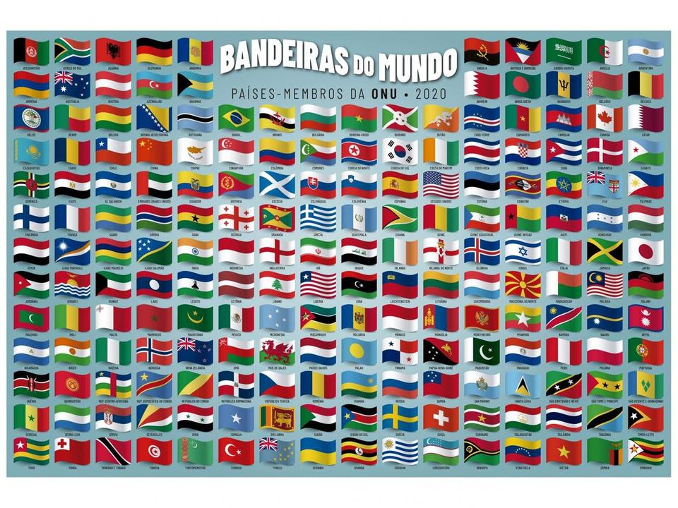 Quebra-cabeça 200 Peças Puzzle Bandeiras do Mundo - 1