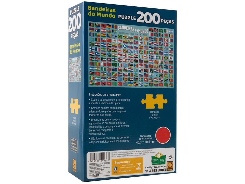Quebra-cabeça 200 Peças Puzzle Bandeiras do Mundo - 5
