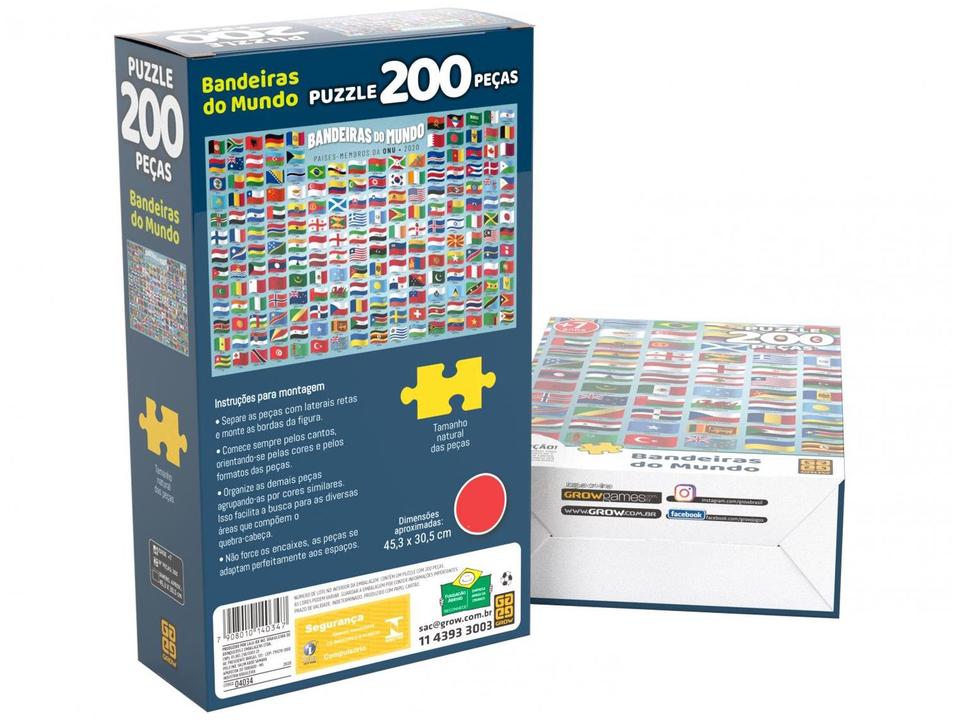 Quebra-cabeça 200 Peças Puzzle Bandeiras do Mundo - 6