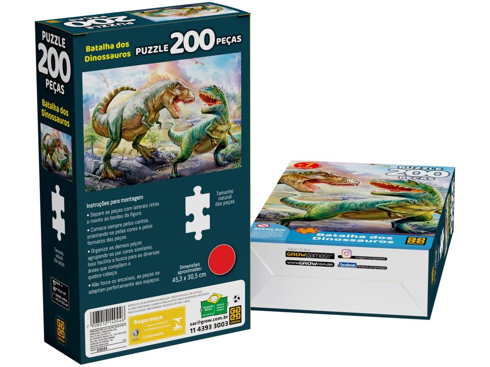 Quebra-cabeça 200 Peças Puzzle Batalha dos - Dinossauros Grow - 2