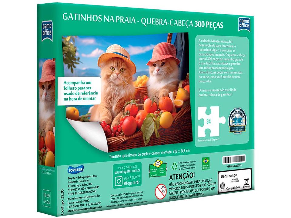 Quebra-cabeça 300 Peças Game Office Gatinhos na - 1