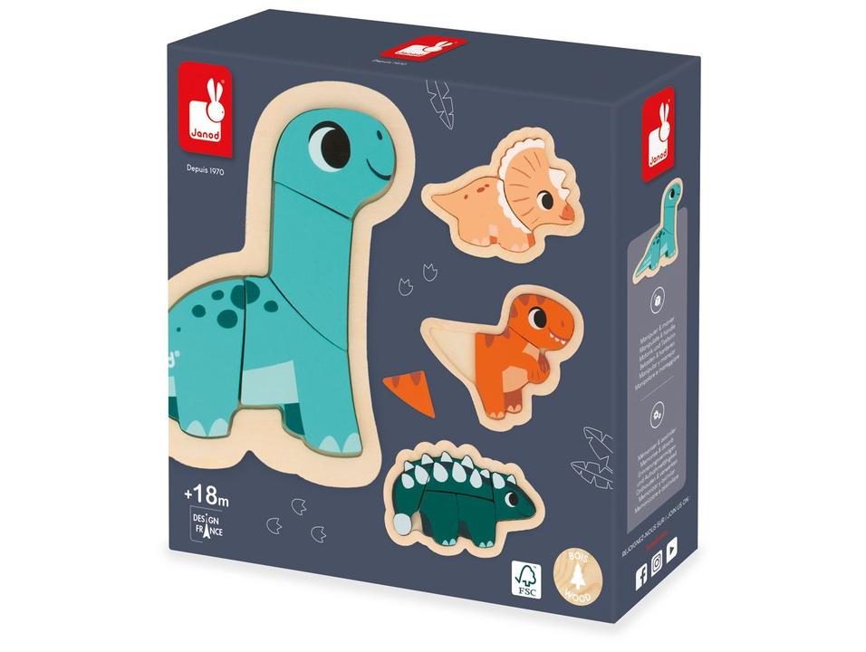 Quebra-cabeça 5 Peças Dinossauro Encaixa-Formas - 5