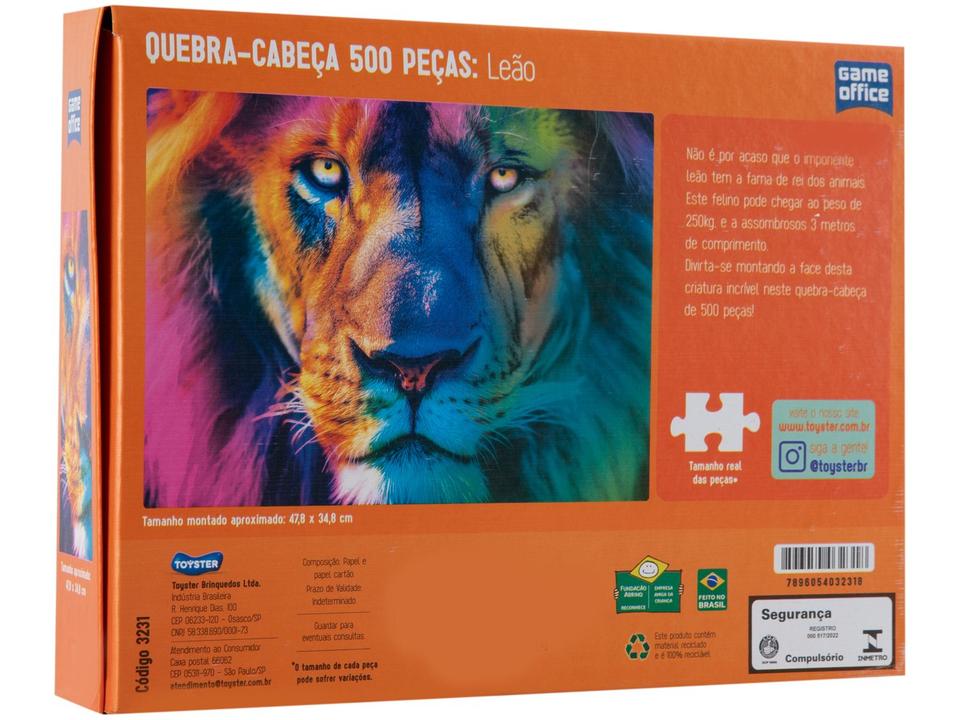 Quebra-cabeça 500 Peças Game Office Leão - 5