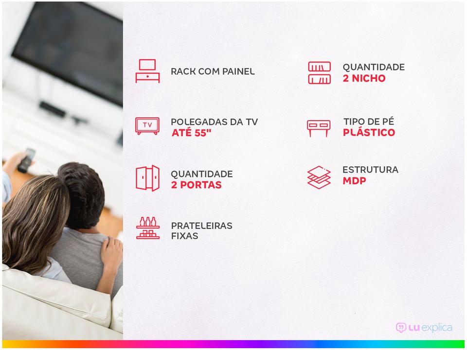 Rack com Painel para TV até 55” 2 Portas Caemmun Sense Eleganc - 1