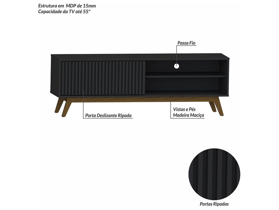 Rack para TV Até 55" 1 Porta Olivar Móveis Fox - 1