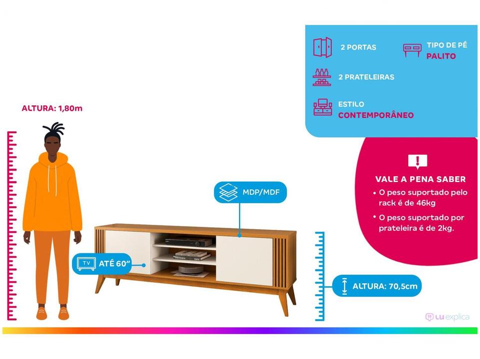 Rack para TV até 60” Bancada 2 Portas EDN Móveis - 1